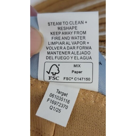 Shade & Shore Wide Brim Straw Sun Hat Tan & White Striped Packable Beach Hat - Picture 6 of 6